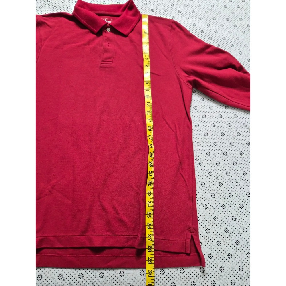 LLBean Mens Long Sleeve Polo‎ Shirt Red Traditional Fit M Reg Cotton - Picture 5 of 6
